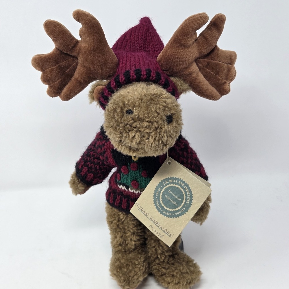 Boyd's Bear Myron VanHinden Moose Christmas Sweater Vintage W/ Tags 12"